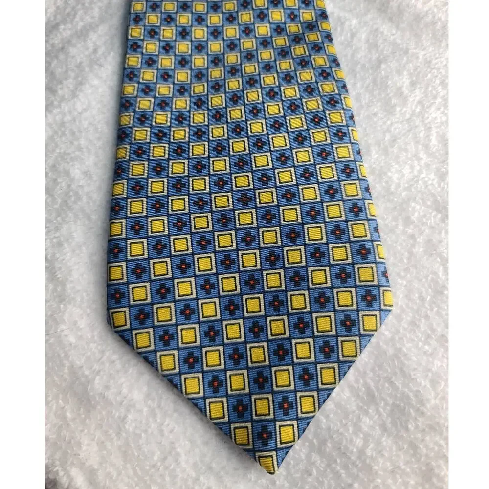 Kuppenheimer blue yellow checkerboard silk tie - 57